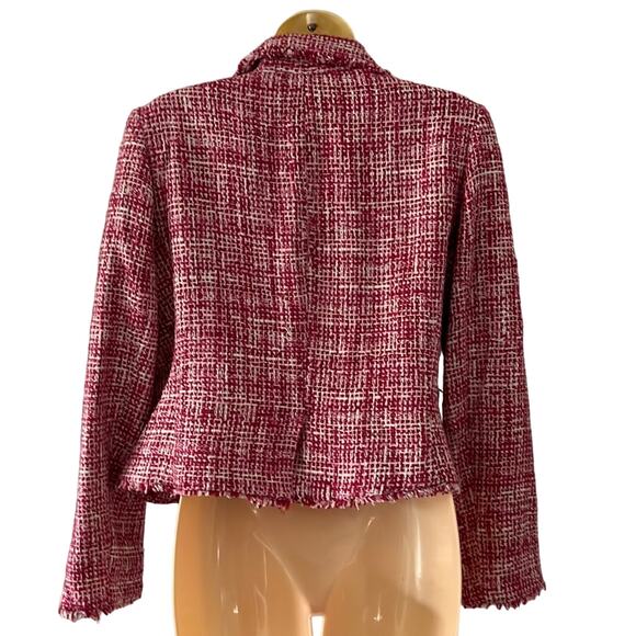 I.C.E. Pink Woven Silk Blend Suit Jacket Blazer Woman Size 6 Jewel Buttons - Picture 2 of 12